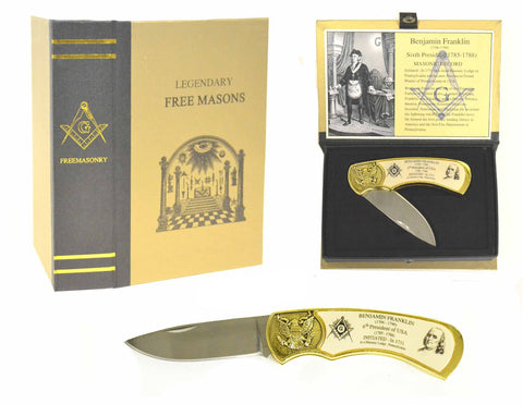 Benjamin Franklin Masonic Folding Knife