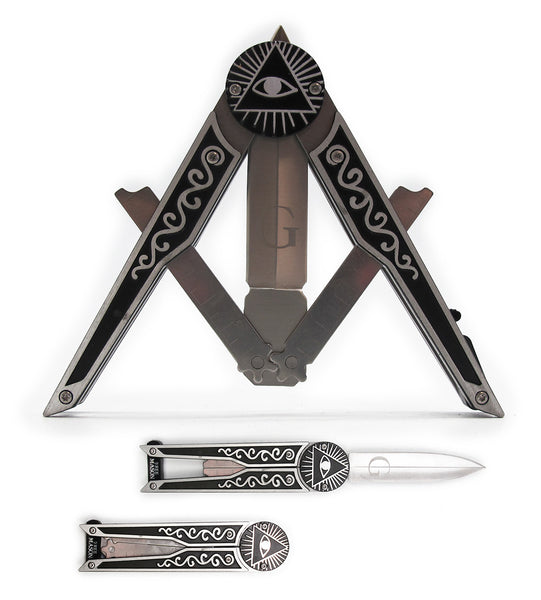 Masonic Square and Compasses Folding Knife