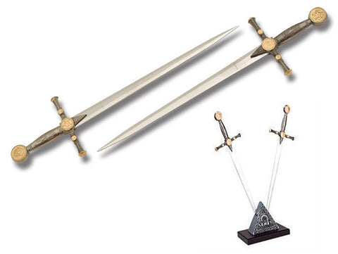 Twin Masonic Letter Opener Set w/ Display Stand